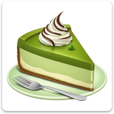 matcha cheesecake slice, with a dollop of whipped cream, no text sticker