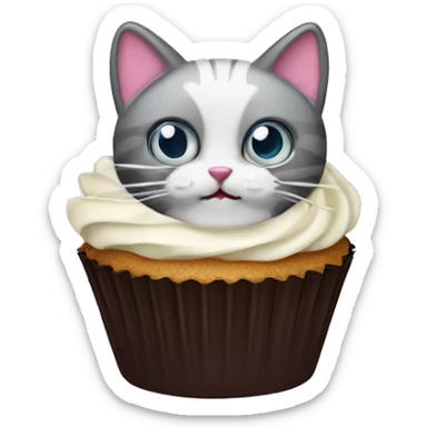 Cupcake with a Cat head and cream on top sticker