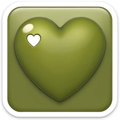 an olive green colored heart sticker