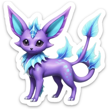 Rare realistic purple indigo violet nebulae shiny sparkly dark-neon glowing bioluminescent edgy badass epic pretty beautiful handsome gorgeous aesthetic colorful vibrant Vernid-Trico-Vaporeon-Espeon-species-Fakemon-creature by LiLaiRa, 4 legs, 1 tail, random markings, (full body) sticker