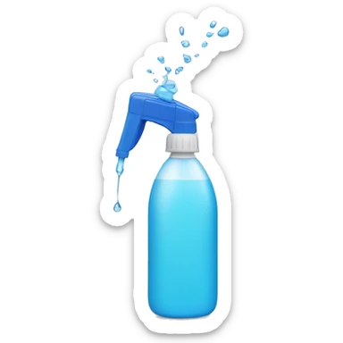 Spray bottle spraying water from nozzle sticker