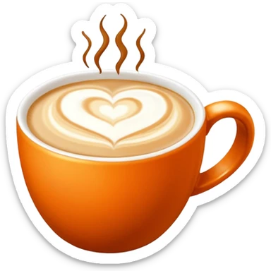 Coffee latte art in a clean orange-color mug sticker