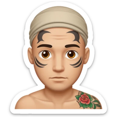 where peace out in his forehead sticker