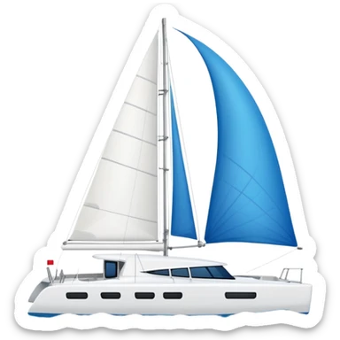 A catamaran with a white background. No wording or lettering on the boat  sticker