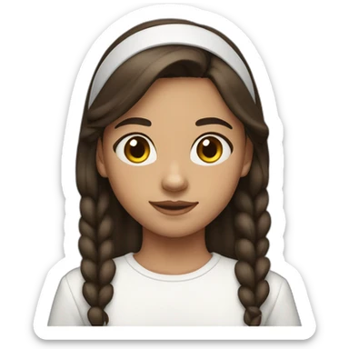 12 year old girl, with dark brown hair, with a white headband no braid sticker