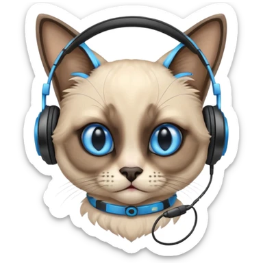 siamese cat with headphones sticker
