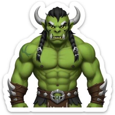 Harf-Orc dnd estilo blanco y negro dibujo sticker