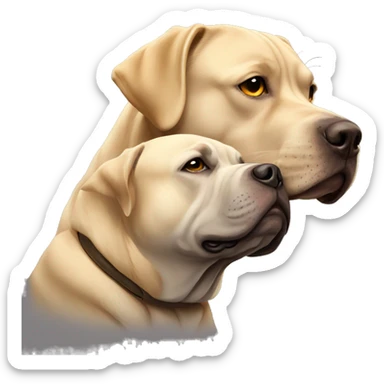 Grey American bully and golden Labrador hug sticker