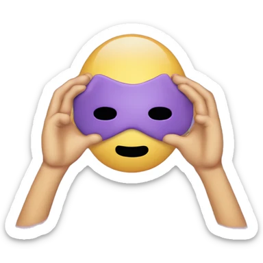 a cartoon character covering his face with both hands and covering his eyes with both hands, with a black background, Andries Stock, dau-al-set, emotional, a pastel , skin purple sticker