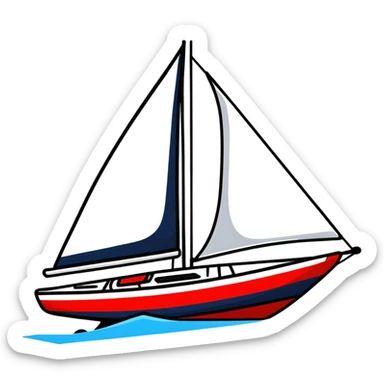 sailboat hull with rudder but no sails attached sticker