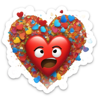 A heart with confetti sticker