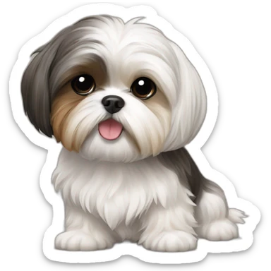 perro shih tzu; riendose, a carcajas sticker