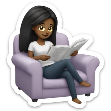 basic-blackhair-girl-reading sticker