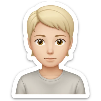 androgynous upper body, neutral expression, no gender cues, simple shirt sticker