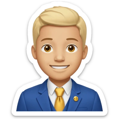 i need an image of a man named clyde who provides basic credit reports. wears a blue blazer with gold button and open necked white shirt  sticker