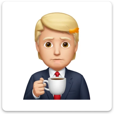 Trump with a coffee  sticker