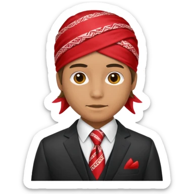 Character wearing a bandana and a suit sticker