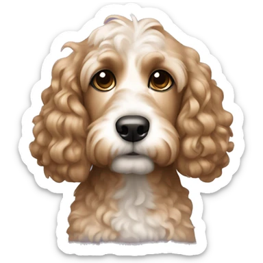 cockapoo with light brown hair and wavy hair sticker