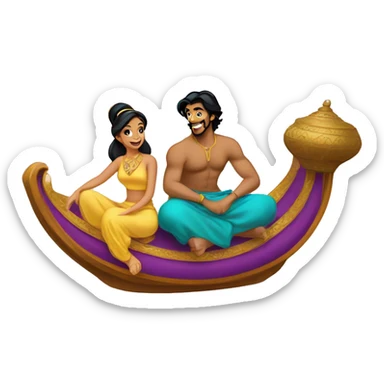 Jasmine and Aladdin on the flying carpet sticker
