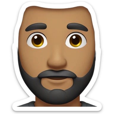 Hombre de cabello negro, ojos almendrados marrones, nariz respingada y barba corta sticker