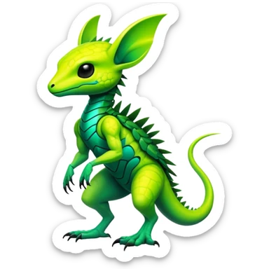 Tropical futuristic lush cool edgy neon Fionbri-Vernid-ET-creature (full body) sticker
