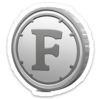 The white and gray color coin with F alphabet  sticker