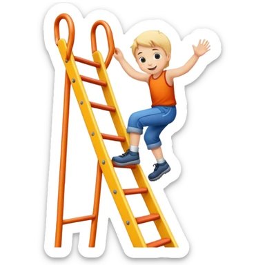 child climbing a playground ladder, cheerful and adventurous sticker