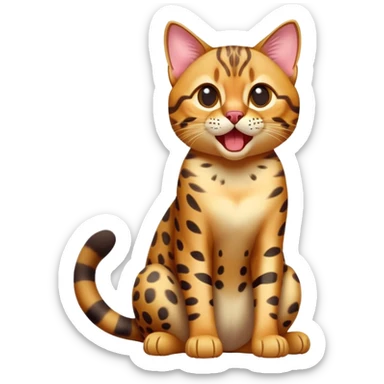 cinematic-comical-[Bengal cat]-full-body-sitting-emoji,-tail-curled-playfully-around-its-paws,-head-tilted-dramatically-while-yawning-exaggeratedly,-sleek-[leopard patterned]-fur,-simplified-yet-hilariously-adorable-features,-highly-detailed,-glowing-with-an-almost-sarcastic-glow sticker