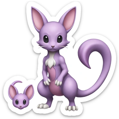 Pastel dull greyish anthropomorphic digitigrade Mewtwo-Beerus-Venom-Espurr-Minccino-hybrid-fusion-animal-ET-species-creature, full body  sticker