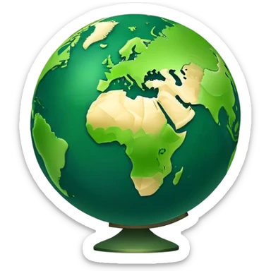 Earth globe with green continents forming a highly stylized, artistic version of the number 812, with exaggerated curves and shapes, iOS emoji style sticker