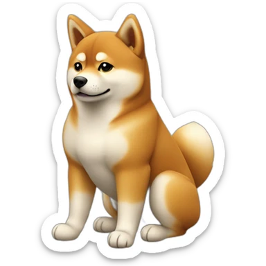 shiba inu full body sit photo 3/4 back paws relaxed sticker