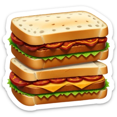 un pan cortado al medio y un chorizo entre los dos panes sticker