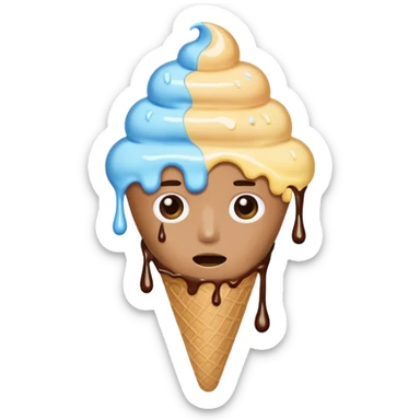 A person getting a ice cream but the ice cream is corrupted  sticker
