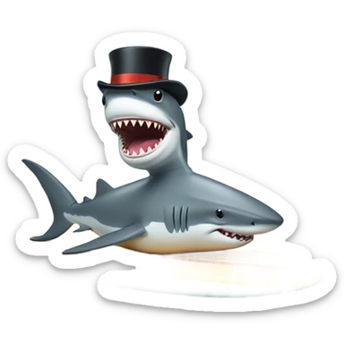 Shark with a top hat on a surfboard  sticker