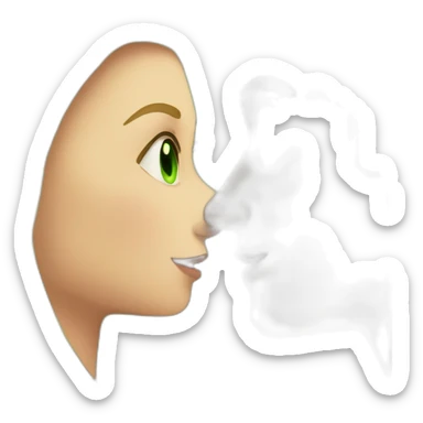 Girl with long brown hair and green eyes kisses guy with blond hair and green eyes sticker