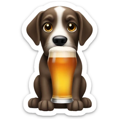 dog holding a pint sticker