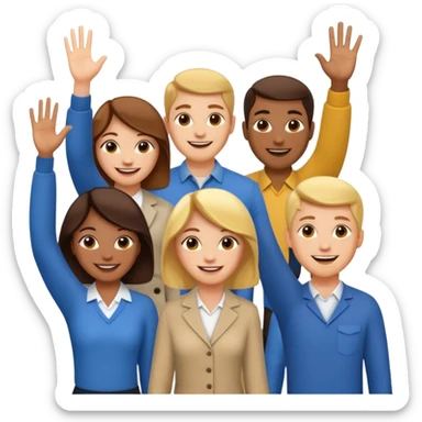 standing and saying goodbye a group of coworkers to right side sticker