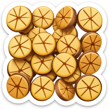 Suzhou Pine Nut Candy brittle sweet with visible nuts, simplified emoji style with bold outlines and bright colors, cartoon style traditional Chinese confection sticker