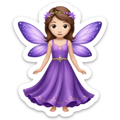 purple fairies with brown hair sticker