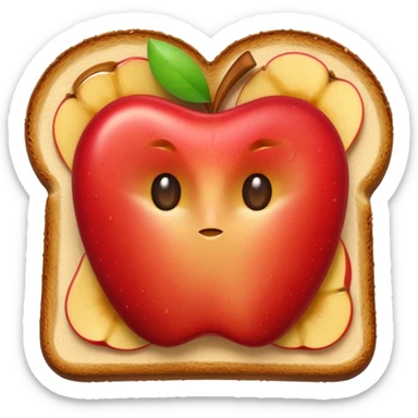 toast with apple slices on top, classic emoji look, no text sticker