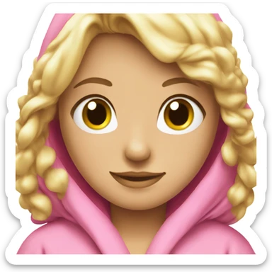 Pretty Blode girl wearing a pink silky bathrobe sticker
