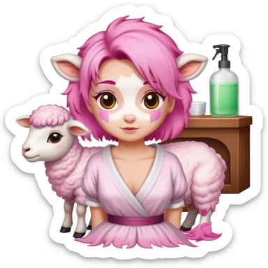 lamb dyeing hair in saloon sticker