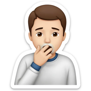 person covering their mouth with their hand while coughing, simple and expressive sticker