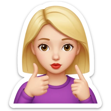 girl with kissy face pressing her thumb and pointer finger together sticker