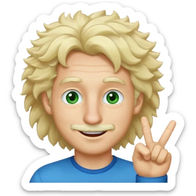 a emoji with two fingers in his nose, make him have a natural white skincolour and blonde hair, blue/green eyes, put the fingers in his nose, its a man and he needs two fingers IN his nose, make him have fluffy blonde hair, and its still not in his nose sticker
