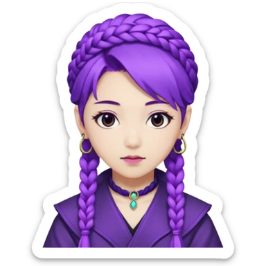Rumi from K-pop demon hunters purple braid sticker
