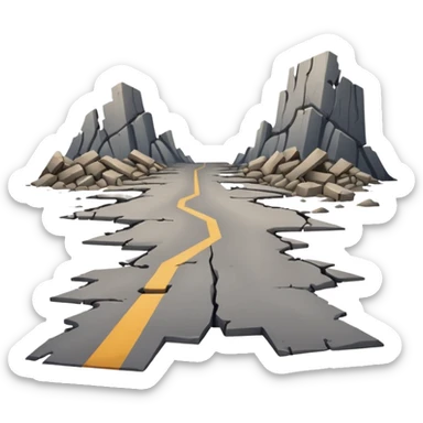 ruined town with horizontal destroyed road sticker