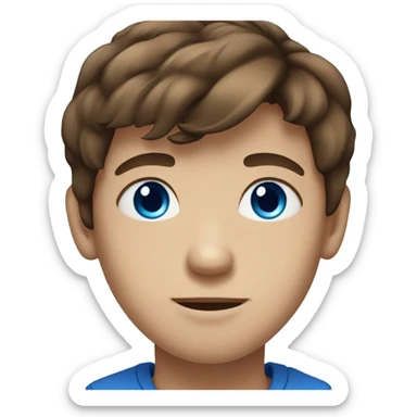 brown haired boy with blue eyes portrait sticker