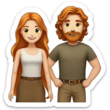 Bearded brown-haired man and long haired ginger girlfriend  sticker