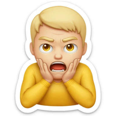 yellow emoji choking himself out in anger sticker